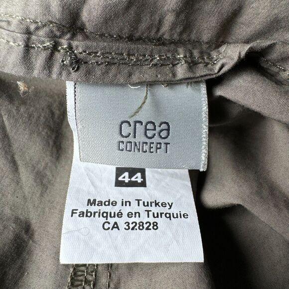 Crea Concept Women Button Front Cropped Pant 44 Olive Green Brown Made in Turkey - Picture 2 of 14